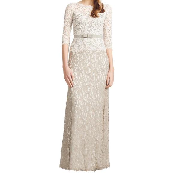 TADASHI SHOJI Lace Boatneck Gown Size 6 - Picture 1 of 11
